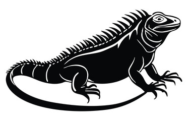 Black Lizard Silhouette Vector Set: Stylized Reptile Clipart in Vintage Tattoo and Wildlife Design Style. Adobe Art and Illustrator.