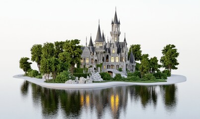 Island Castle at Dusk; Fantasy Game Design