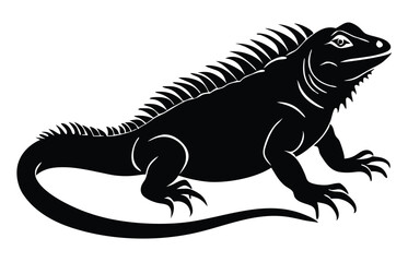 Black Lizard Silhouette Vector Set: Stylized Reptile Clipart in Vintage Tattoo and Wildlife Design Style. Adobe Art and Illustrator.