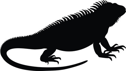 Black Lizard Silhouette Vector Set: Stylized Reptile Clipart in Vintage Tattoo and Wildlife Design Style. Adobe Art and Illustrator.
