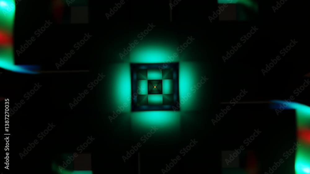 Poster vibrant abstract background with changing geometric shapes and strobe lights