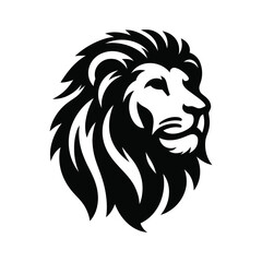 Lion Head Profile Image in Bold Black and White Silhouette