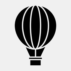Icon hot air ballon. Transportation elements. Icons in glyph style. Good for prints, posters, logo, sign, advertisement, etc.