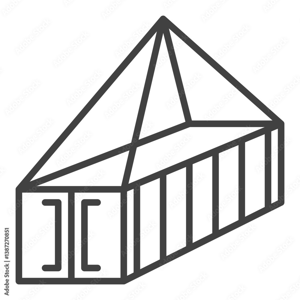Poster shipping container vector simple icon in clean line style