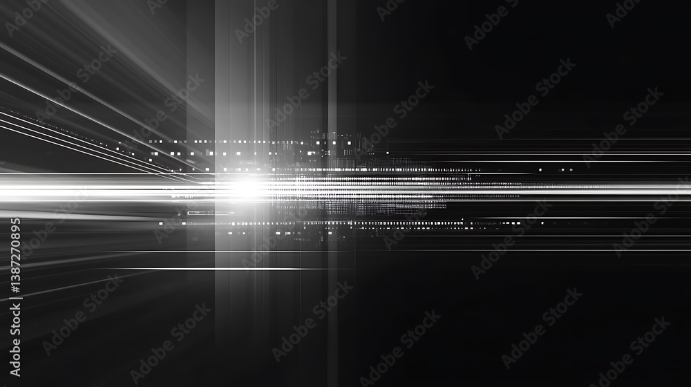 Poster a sleek, dark tech background with glowing white circuit lines crisscrossing across the screen, mimi