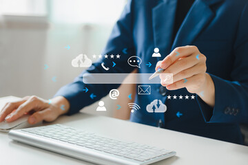 SEO search engine optimization concept, Marketing ranking traffic website, internet technology for...
