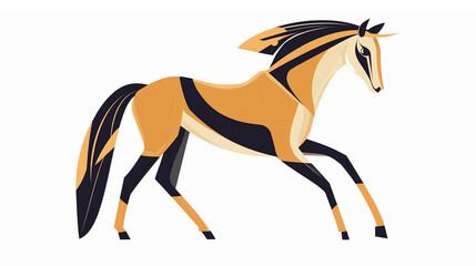 Obraz premium Stylized Running Horse Illustration in Bold Colors for Creative Design Projects