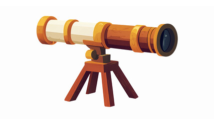 Vintage Telescope Illustration on Wooden Tripod for Nautical and Educational Themes
