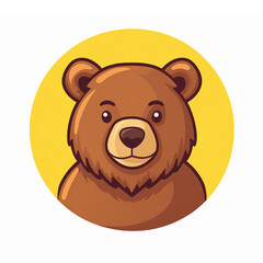 Fototapeta premium Cute Cartoon Bear Face with Yellow Background Ideal for Children's Illustrations and Branding