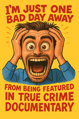 Man in Distress One Bad Day Away Concept Illustration on Yellow