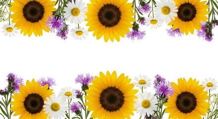 Sunflowers & Daisies: A Summer Border AI Generated