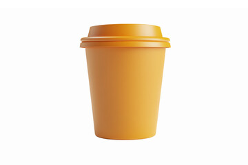 Orange Coffee Cup with Lid Isolated on Transparent Background for Beverage Design Projects