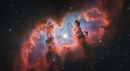 Obraz premium Cosmic Pillars of Fire AI Generated