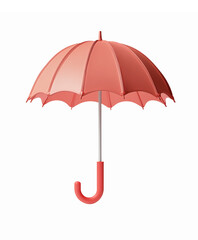 Stylish Red Umbrella with Curved Handle Isolated on Transparent Background for Weather Protection