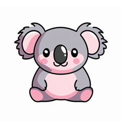 Obraz premium Cute Cartoon Koala Character Sitting with Big Eyes and Fluffy Ears on Transparent Background