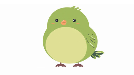 Fototapeta premium Cute Round Green Bird Cartoon Character with Big Eyes for Children's Designs