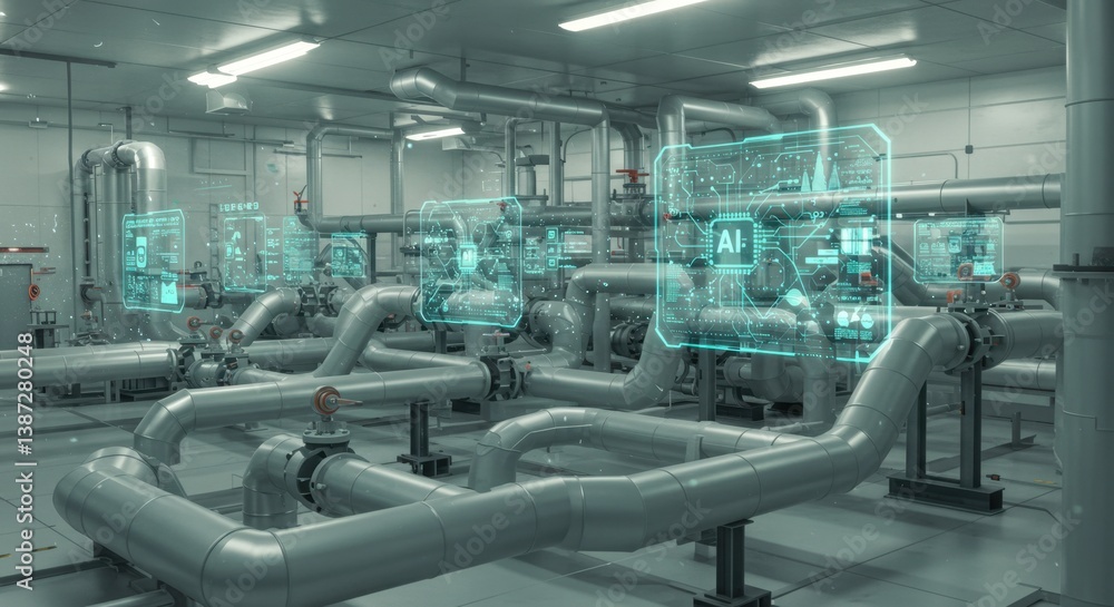 Poster industrial ai: smart factory automation with advanced data visualization and predictive maintenance 