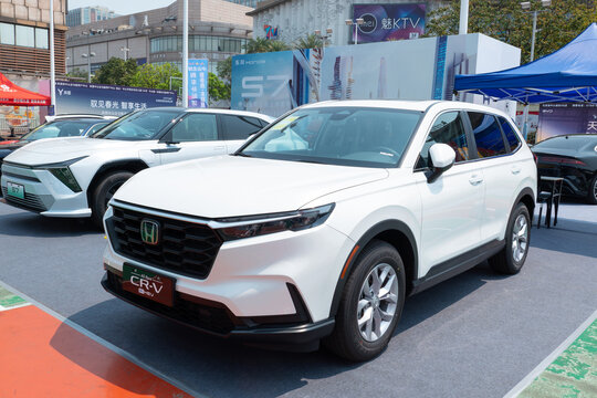 ZHONGSHAN GUANGDONG China-March 21 2025:a white Honda CRV car.