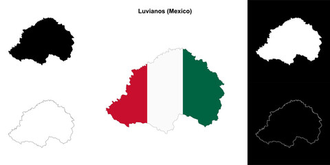 Luvianos municipality (Mexico) outline map set