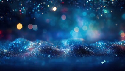 sparkling galaxy like glitter landscape with bokeh lights for dreamy background, cosmic themed designs, or fantasy art

