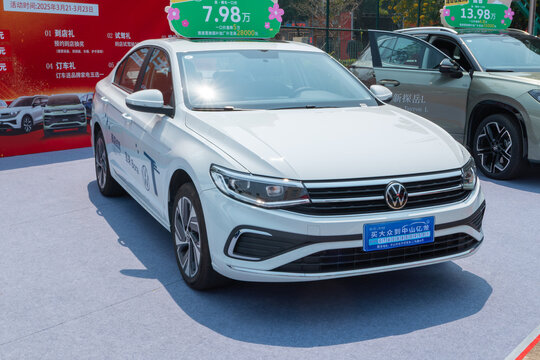 ZHONGSHAN GUANGDONG China-March 21 2025:a white VW Bora car.