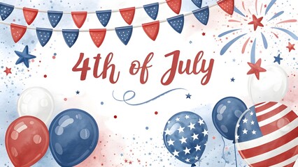 Celebrating Independence Day With Colorful Decorations and Festive Balloons in Red, White, and Blue