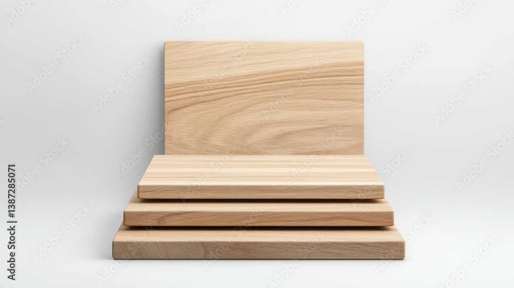 Poster abstract minimalistic wooden background with stacked planks in neutral tones for product display and