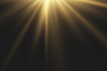 Golden light effect from spotlight and star rays.