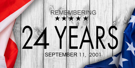 Patriot Day banner template. September 11 Memorial Day for the United States of America concept. Remembrance Day for the Victims of the Terrorist Attacks. Patriot Day photo collage.