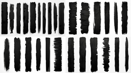  Black paint splattered in dirty style brushstroke grunge splash Isolated black ink stencils for design. Ink brush strokes, hand drawn black sticker