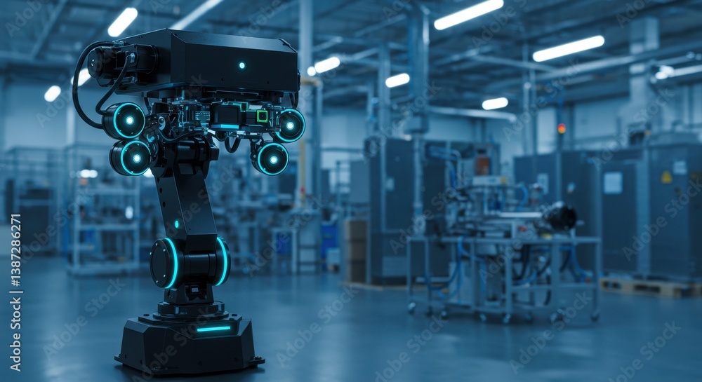 Poster advanced robotic arm in modern factory setting: automation and industry 4.0