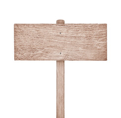 Wooden sign isolated on white background with clipping path included