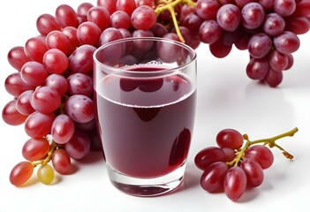 glass of grape juice on a white background