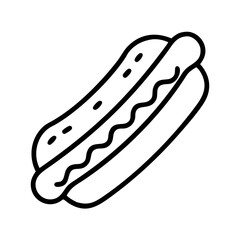 Hot dog vector icon illustration, simple line drawing of a delicious fast food meal, food clip art, isolated 