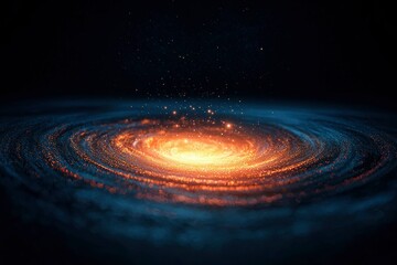 Fototapeta premium Bright spiral galaxy in space with glowing dust. Backdrop for astronomical event