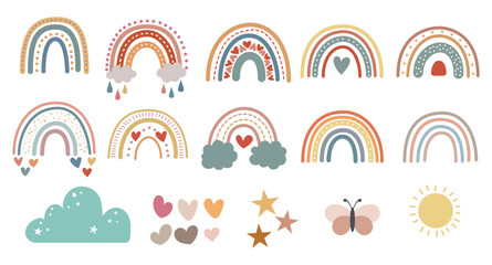 Boho Rainbow hand drawn vector illustration
