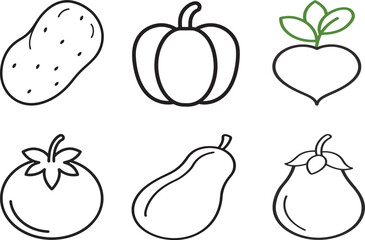 Vegetable Icon Set in Line Style