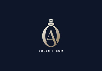 Fototapeta premium Letter oa perfume bottle logo, ao letter typography, perfume bottle luxury oa letter wordmark