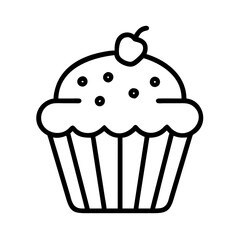 Cupcake vector icon dessert bakery sweet food illustration with cherry topping for graphic design projects