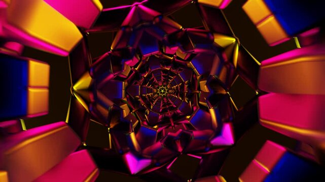 Seamless background with morphing shapes and rhythmic strobe light effects