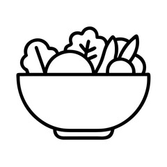 Bowl of fresh salad vector icon illustration for healthy food and diet concept in modern outline style