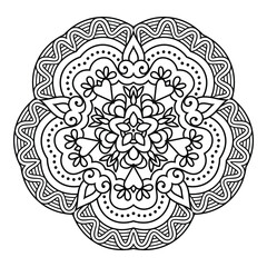 Elegant Floral Mandala Vector Intricate Line Art for Coloring Books, Henna & Tattoo Designs. New stylish ethnic, ornamental, tribal, healing, flower,creative, handmade vector mandala for Mindfulness.