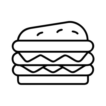 recommend clip art: Delicious burger vector icon illustration, fast food burger with meat and cheese outline design concept image