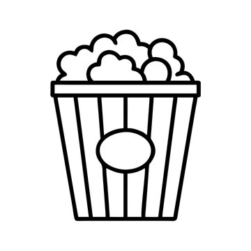 recommend clip art: Popcorn bucket vector illustration for movie night snack food cinema or fair treat simple line art drawing