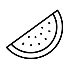 Watermelon slice outline vector drawing fruit illustration summer food icon healthy eating black and white art