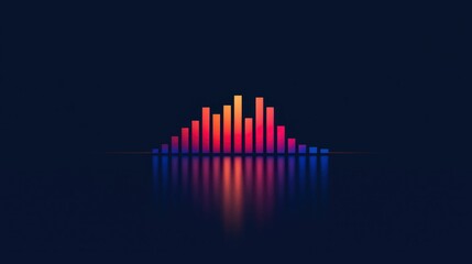 Obraz premium Colorful equalizer bars reflected on a surface in a dark environment for backgrounds