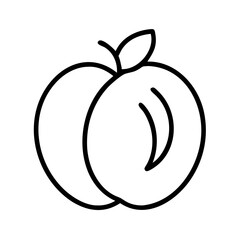 Outline drawing of a peach fruit vector illustration for healthy eating and summer fruit concepts 
