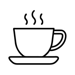 Hot coffee cup vector illustration, steaming beverage icon, drink clipart, cafe symbol, outline design