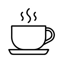 Hot coffee cup vector icon illustration for cafe menu and drink design element, simple line art style