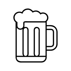 Beer mug vector illustration for brewery pub or bar logo design and beer related graphic element, line art